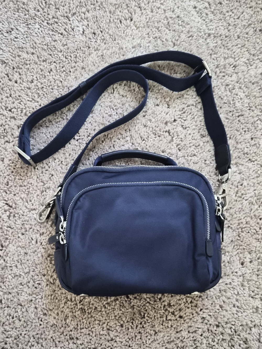 Quince Revive Nylon Crossbody Bag in Navy Blue